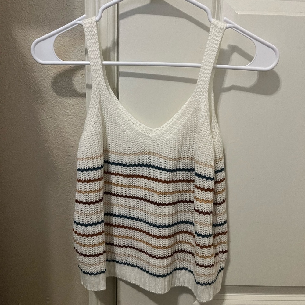 Striped colorful and white knit tank top.